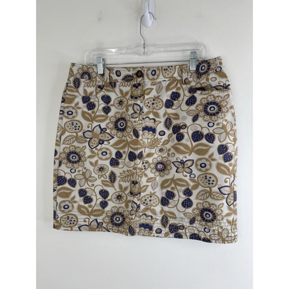 Boden Skirt A-Line Flower Graphic Pockets Zipper Cotton US Size 10R